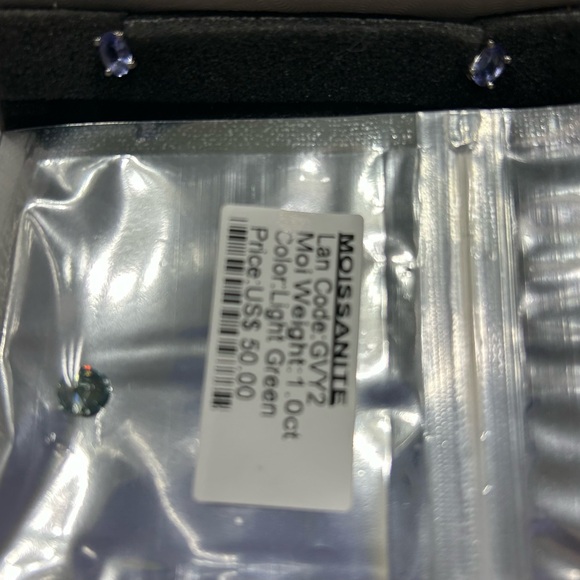 Tanzanite Earrings and 1 Carat Moissanite Light Green Stone (2 for 1) - Picture 5 of 5